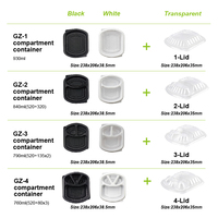 Boîte à lunch jetable en pp avec couvercle Conteneur congelé à plusieurs compartiments en plastique à emporter pour aliments au micro-ondes Emballage de restaurant
