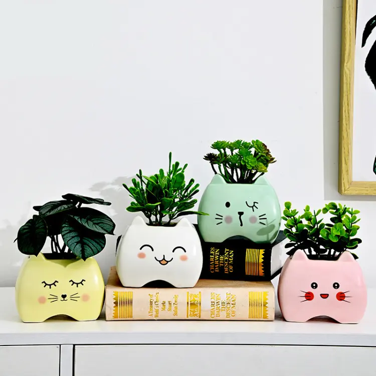 Cartone animato animale Bonsai decorazione da giardino interno succulento piccolo vaso di ceramica