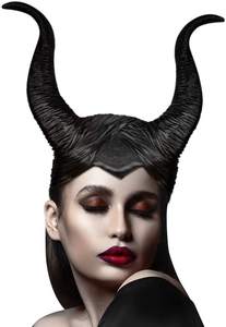 <span class=keywords><strong>Mal</strong></span>éfica props-sombrero con cuernos largos negros de Reina oscura para mujer, tocado de bruja mágica para Halloween, tocado para adultos - Product Image 2