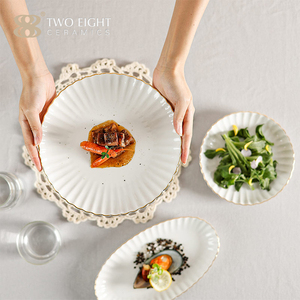 Juego de vajilla personalizada a granel, juego de platos de cena de cerámica, platos y cuencos de cerámica blanca para <span class=keywords><strong>restaurante</strong></span>, Buffet - Product Image 3