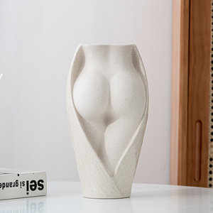 <span class=keywords><strong>Vase</strong></span> en céramique blanc mat, design artistique chic nordique, forme de corps sexy, moderne et unique, pour la décoration du salon - Product Image 4