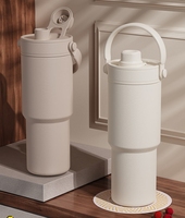 Nouveau gobelet de 735ml tasse à café portable en acier inoxydable enduit de poudre sous vide bouteille d'eau extérieure avec poignée couvercles étanches