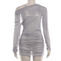 Nouvel ensemble deux pièces pour femme automne 2026 – Combinaison bustier tendance en maille transparente et robe asymétrique pour femme