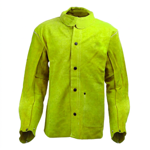 Chaqueta de Soldadura de Cuero Verde Resistente al Fuego, Manga Larga, Corte Regular, Resistente al Calor 300 ° C - 500 ° Costuras C Serged - Product Image 1