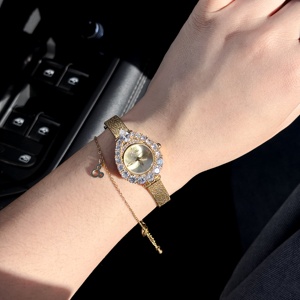 <span class=keywords><strong>Montre</strong></span> pour <span class=keywords><strong>femme</strong></span> Scottie 9860, design luxueux en zircon en forme de larme, élégante, résistante à l'eau, en cuir et acier inoxydable - Product Image 5