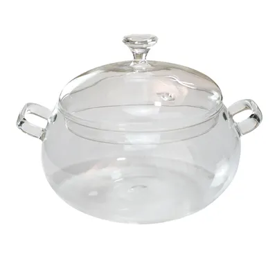 Home cookware heat-resistant transparent glass cooking pot with handle hot pot glass cookware tableware