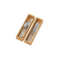 Boîte de rangement pour tiroir de cuisine en bambou, boîte de rangement pour vaisselle en bois, diviseur de tiroir profond multifonctionnel