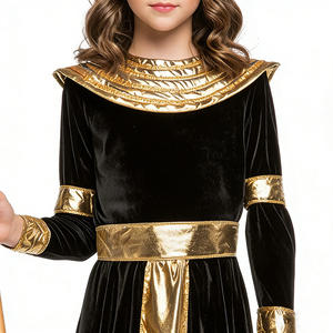Costume da <span class=keywords><strong>Cleopatra</strong></span> dell'Antico Egitto per Bambine, Abito Cosplay per TV e Film, Vestito da Regina Faraone in Velluto Nero e Oro per Halloween - Product Image 4