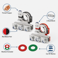 Connecteur de borne en cuivre étamé, bloc de distribution à 3 bornes 12V-24V, positif/négatif, rouge/noir, pour voiture, camion, camping-car, marine, usage intensif