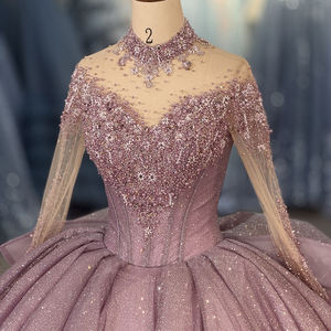 Vestido de Fiesta Brillante Morado con Apliques de Lentejuelas Dy1522, Cintura Natural, para Niñas, Quinceañera - Product Image 6