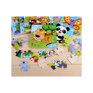 Jeu de puzzle animaux de dessin animé pour enfants jouets de puzzle montessori jouets en bois vente en gros de puzzles de dessin animé