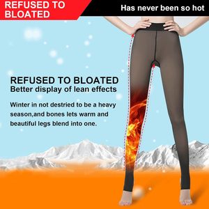 Caldo invernale caldo <span class=keywords><strong>collant</strong></span> traslucido a vita alta con punta cucita senza cuciture in pile foderato termico <span class=keywords><strong>collant</strong></span> traslucido per le donne - Product Image 5