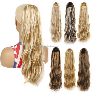 Haute Qualité Long Ondulé Synthétique Faux Clip en Cordon Pièce <span class=keywords><strong>de</strong></span> Cheveux <span class=keywords><strong>Queue</strong></span> <span class=keywords><strong>de</strong></span> Poney <span class=keywords><strong>Afro</strong></span> <span class=keywords><strong>Queue</strong></span> <span class=keywords><strong>de</strong></span> <span class=keywords><strong>Cheval</strong></span> Extensions <span class=keywords><strong>de</strong></span> Cheveux pour les Femmes Noires 24" - Product Image 4