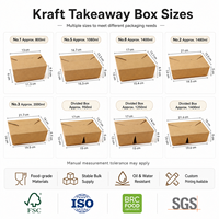 Boîte alimentaire à emporter en kraft multi-compartiments avec revêtement anti-graisse et logo personnalisé pour la restauration et les services de déjeuner