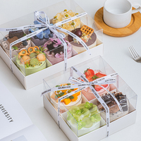 Boîtes d'Emballage Personnalisées pour Pâtisserie, Beignet, Cupcake – Contenants à Emporter avec Couvercle Transparent en PET et Carton Blanc – Boîtes à Gâteaux à Emporter