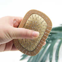 Brosse démêlante classique mini portable en hêtre, peigne laser courant, pour usage domestique, massage du cuir chevelu, à dents larges et coussin d'air