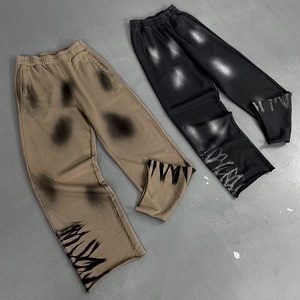 430G Pure Cotton Sweatpants With Faded Spray-Dyed Gradient American Vintage Style for Men's Streetwear - Product Image 1