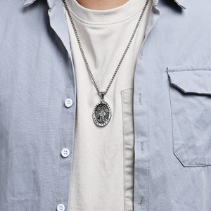 Cross-border best-selling retro Michael Angel <b>titanium</b> steel necklace for men, a niche, unique, versatile everyday accessory. - Product Image 3