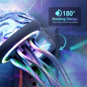 ไฟกลางคืน RGB โปรเจคเตอร์แมงกะพรุน พร้อมเซ็นเซอร์ตรวจจับแสง 180 องศา °   ไฟกลางคืนแบบหมุนได้สำหรับห้องนอนสำหรับผู้ใหญ่ ของขวัญสำหรับวัยรุ่นหญิง - Product Image 4
