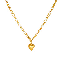 Collier en acier titane avec pendentif cœur et bracelet assorti, collier et bracelet en acier inoxydable avec pendentif cœur, ne ternissent pas