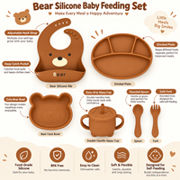 Ensemble d'alimentation pour bébé en silicone personnalisé OEM avec assiette compartimentée, bol et couverts pour la vente en gros