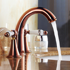Poli Généralisée 3 Trous Robinet de Lavabo 2 Poignées En Céramique Bassin Évier Mélangeur Robinet robinet Pour Salle De Bain - Product Image 1