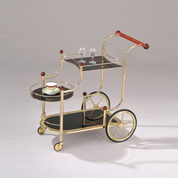 Luxe or argent métal verre thé vin nourriture restauration boissons servant chariot bar chariot pour hôtel restaurant fête de mariage