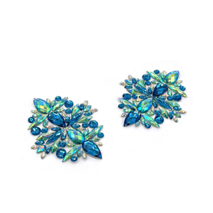 Applique thermocollante en strass motif <span class=keywords><strong>Samba</strong></span> Carnival, garniture scintillante turquoise AB pour décoration de costumes DIY - Product Image 3