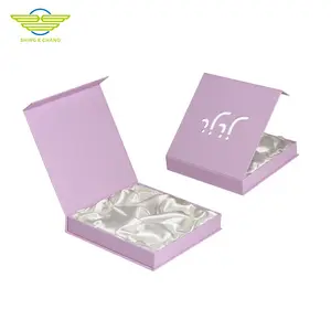 Luxury Folding Box Small Purple Fancy Magnetic Flip Top Collapsible Gift Box Cosmetics Massage Packaging