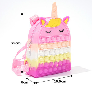 Zaino popolare per bambini con <span class=keywords><strong>unicorno</strong></span> Pop Push Bubble agitino sensoriale nuovo modello di cartone animato <span class=keywords><strong>borsa</strong></span> a tracolla per ragazze - Product Image 6