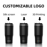 Gobelet isotherme personnalisé avec logo, 24 oz, en acier inoxydable, pour café chaud, avec pailles et poignée