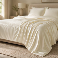 Tissu de literie en Tencel Lyocell de luxe 400TC, couleur crème ivoire, matière soyeuse et lisse, housse de couette textile