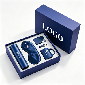 Ensemble cadeau d'entreprise de luxe promotionnel 5 en 1 avec logo personnalisé, comprenant une thermos, un masque pour les yeux, un porte-cartes, un porte-clés et une tasse, pour la reconnaissance des clients - Product Image 1