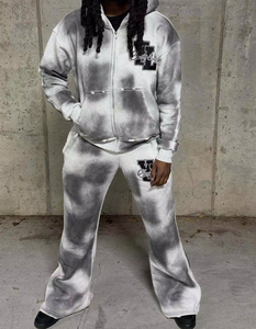 Ensemble de survêtement rétro pour homme, streetwear Y2K, sweat à capuche zippé, survêtement en coton, broderie personnalisée, jogging pour homme - Product Image 3