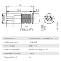 Luz indicadora de Metal de 10mm, lámparas indicadoras LED amarillas impermeables, luces de tablero precableadas para barco de coche