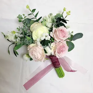 Kunstmarigoldblume Rosen Grasteppich Hochzeit Blumensträuße für die Braut