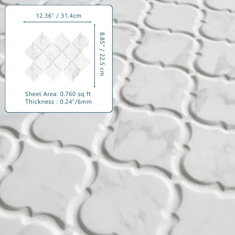 Sunwings Recycled Glass Mosaic Tile | Stock in US | White Calacatta Latern Marble Looks Mosaics Wall And Floor Tile