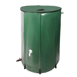 100加仑可折叠雨桶、便携式雨水储水箱、带过滤龙头溢流套件的花园捕水器