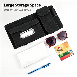 Organizador Universal para Visera <span class=keywords><strong>de</strong></span> Coche, Bolsa <span class=keywords><strong>de</strong></span> Almacenamiento <span class=keywords><strong>de</strong></span> Cuero PU con Porta Gafas, Ranuras para Tarjetas y Bolsillo para Bolígrafo, para el Interior del Coche - Product Image 4