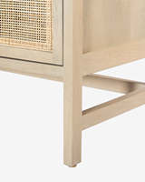 Meuble TV moderne de luxe léger en bois massif avec rangement et rotin naturel pour salon et usage commercial