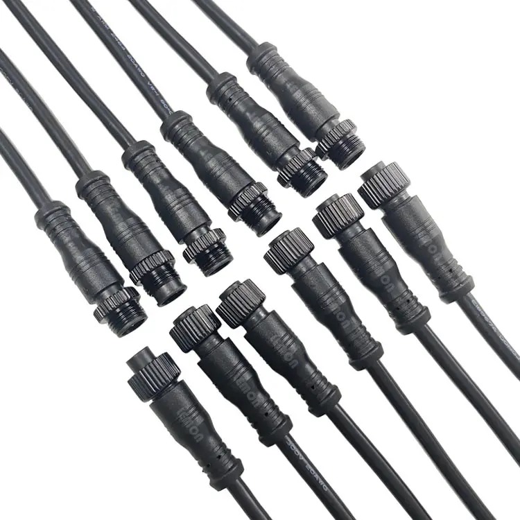 0,75 Mm2 18awg 0.75Sqmm Aanpasbare Ip67 Ip68 M12 Waterdichte Voedingskabel Mannelijk Vrouwelijk 2 3 4 5 6 8 Pin Elektrische Connector