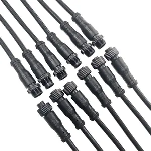 Kabel daya tahan air 0.75mm2 18AWG 0.75sqmm dapat disesuaikan IP67 IP68 M12 konektor listrik 2 3 4 pin