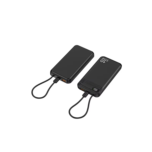 2026 PD Power Bank 10000mAh with Built-in Cable Two-way Fast Charging Lightweight Portable Mobile Power Bank Digital Display