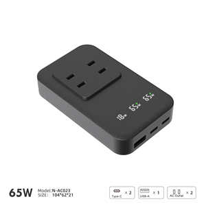 Caricatore da Muro GaN 65W con Presa AC, Stazione di Ricarica Rapida USB C a <span class=keywords><strong>3</strong></span> Porte, Adattatore da Viaggio con Spina Pieghevole per <span class=keywords><strong>iPhone</strong></span> - Product Image 2