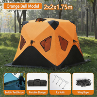 Tente de pêche pliable thermique extensible, facile à monter, en tissu Oxford imperméable, avec structure en fibre de verre, grande taille pour 3-5 personnes, toit surélevé
