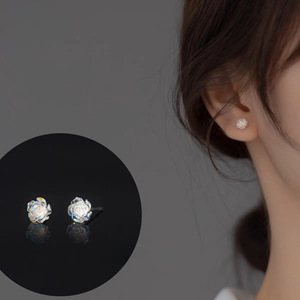 Cool Rose Stud Earrings 6mm 8mm Titanium Steel Ear Post Zinc Alloy Flower Shape For Women Gift - Product Image 2