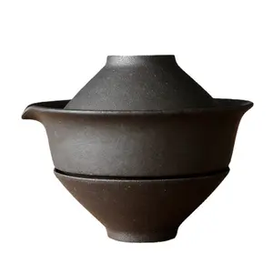 Stonware cup Nhật Bản hand-Grab Pot Tea Set du lịch xách tay một nồi và hai ly Set