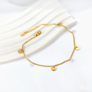 Fashion <b>Anklets</b> Stainless Steel Gold Plated Crystal Charm <b>Bracelet</b> For Women Elegant Jewelry Gift Accessory - Product Image 3