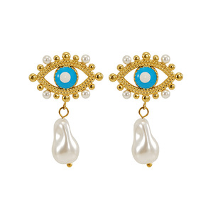 ZOGXIN Pearl Stud Earrings Gold Flower Shape Geometric Design For Women Party Jewelry - Product Image 5