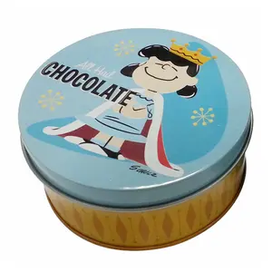 定制印刷金金属圆形锡礼品盒包装饼干巧克力罐